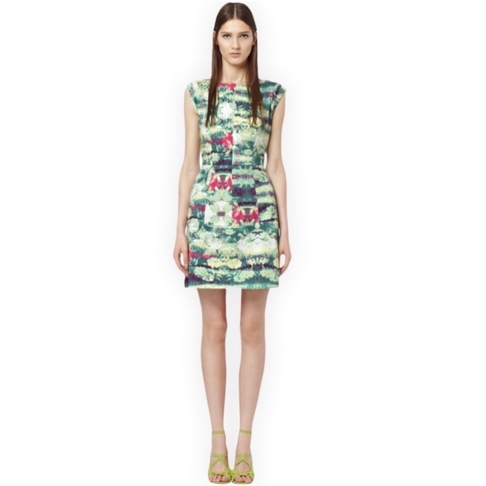 Reiss Otto Watercolor Floral Cap Sleeve A-Line
Shift Dress Size 8 Green/Yellow